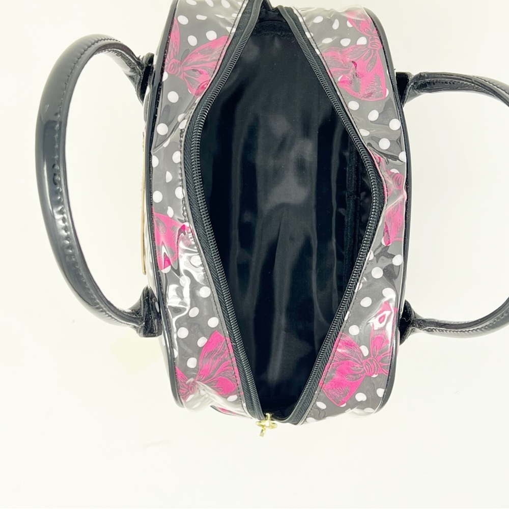 Betsey Johnson Gray and Pink Polka Dot Cosmetic Bag - Picture 8 of 12